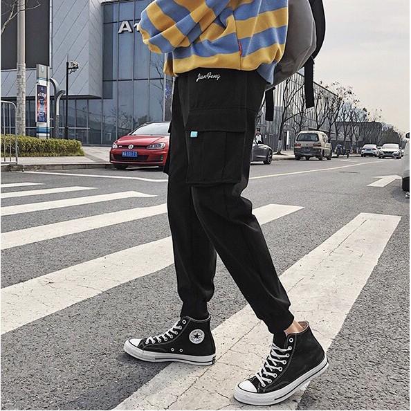 Quần jogger kaki túi hộp Thêu túi hộp, ulzzang WIND