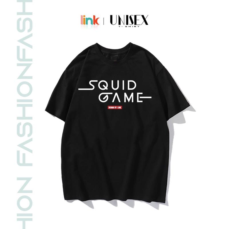 Áo phông SQUID GAME Trò Chơi Con Mực dáng rộng tay lỡ unisex (Đen, Trắng)