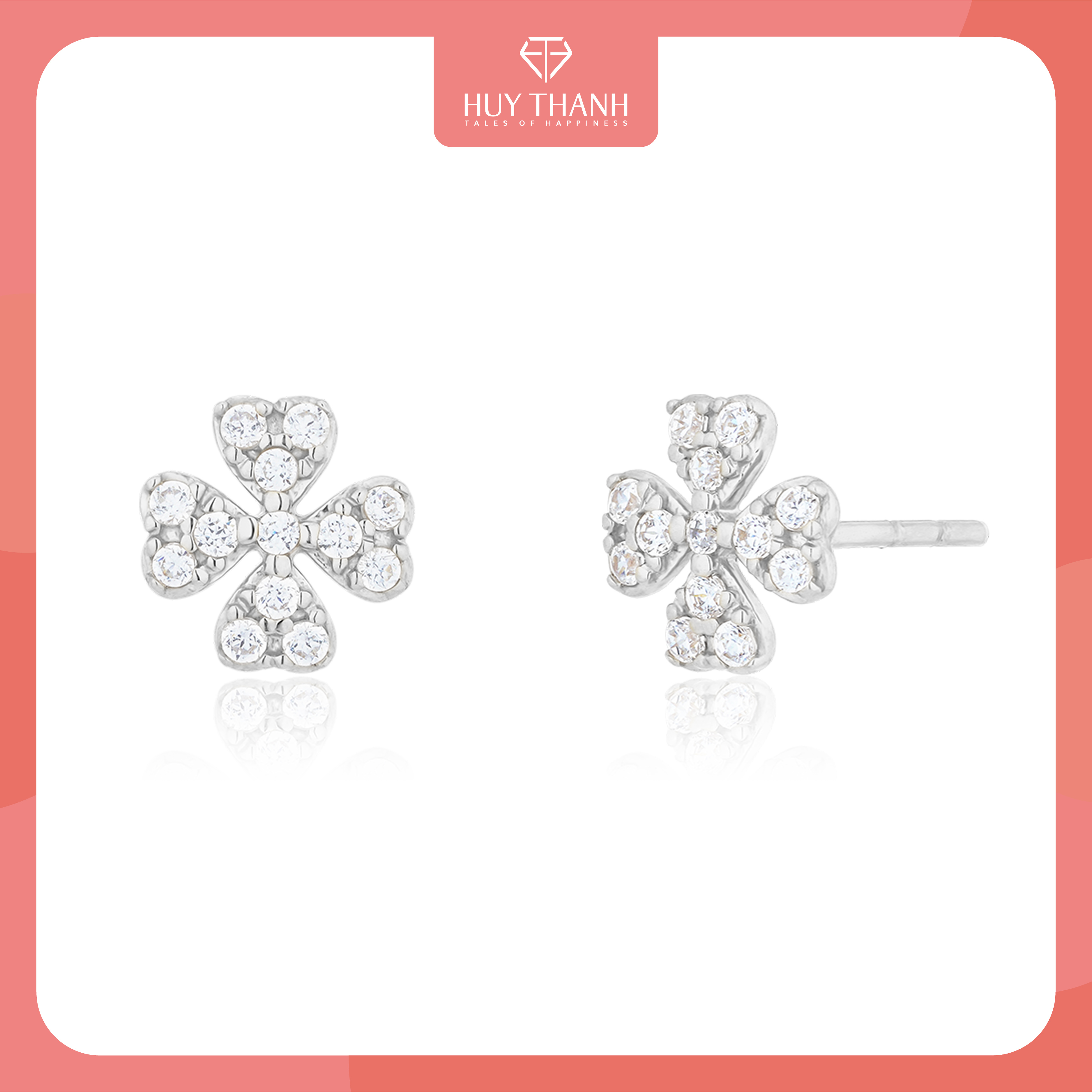 Bông Tai Nữ Vàng 14K BT408 Huy Thanh Jewelry