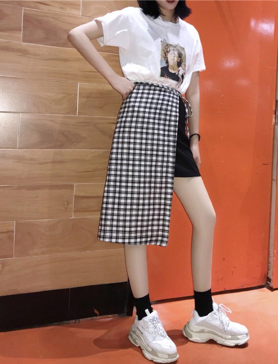 Chân váy phối caro độc lạ Mã: VN726