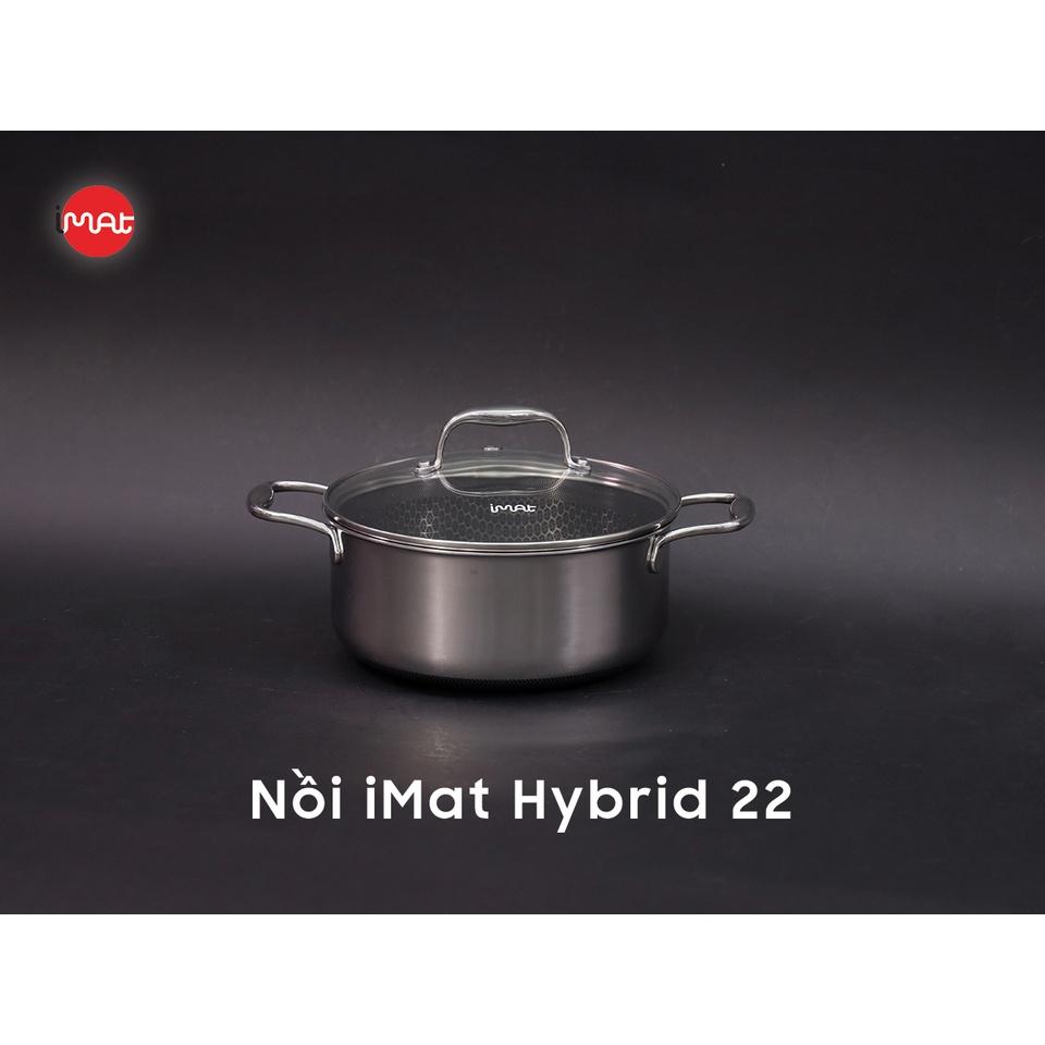 Bộ 6 nồi chảo chống dính bếp từ iMat Hybrid kết hợp giữa lớp phủ điêu khắc chống dính Daikin và inox 430