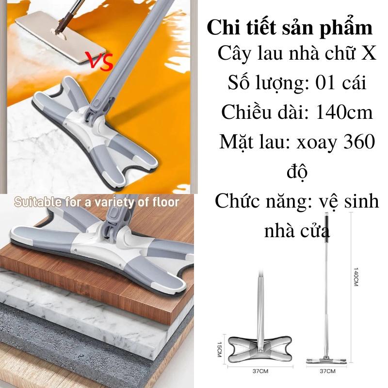 Chổi lau nhà chữ X cây lau vệ sinh nhà cửa xoay 360 độ