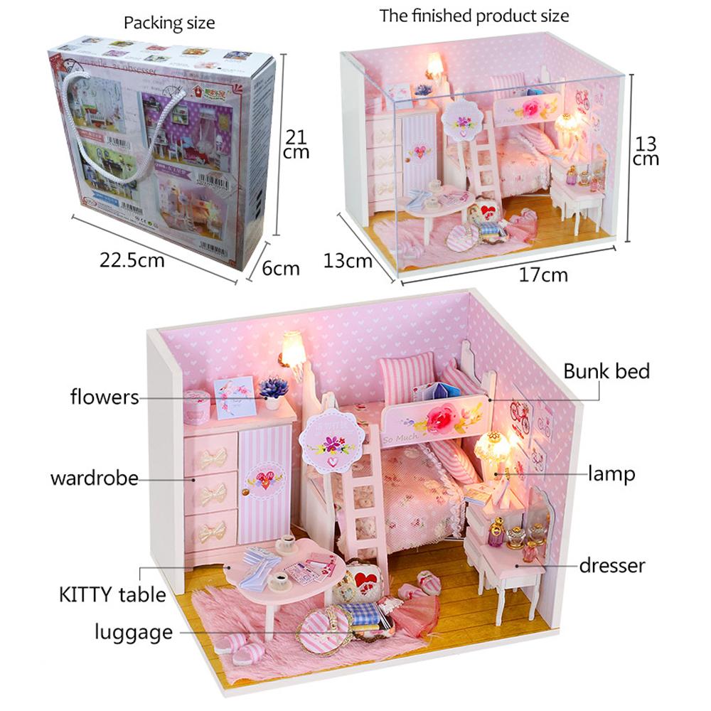 Mô hình nhà búp bê kích thước nhỏ đồ nội thất bằng gỗ