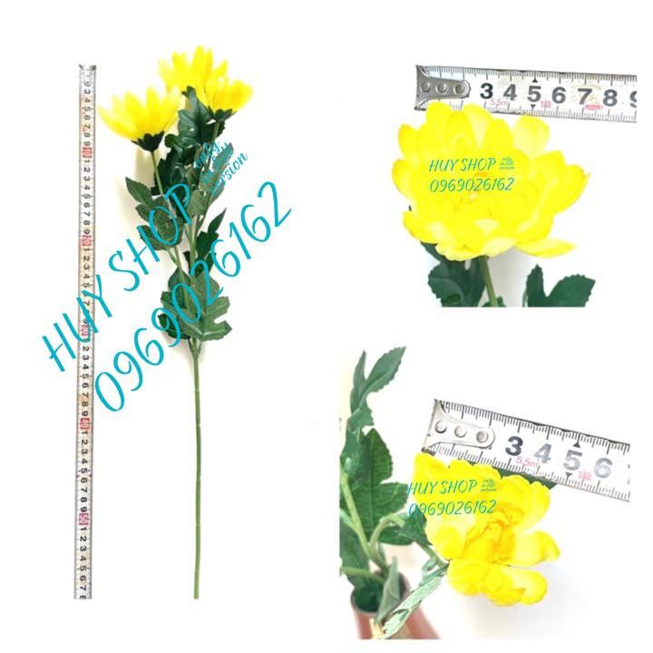 Hoa giả trang trí - Cành HOA CÚC 3 Bông Vải cao cấp