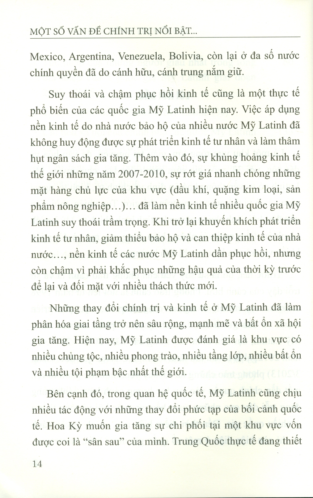 Một Số Vấn Đề Chính Trị Nổi Bật Của Khu Vực Mỹ Latinh Hiện Nay