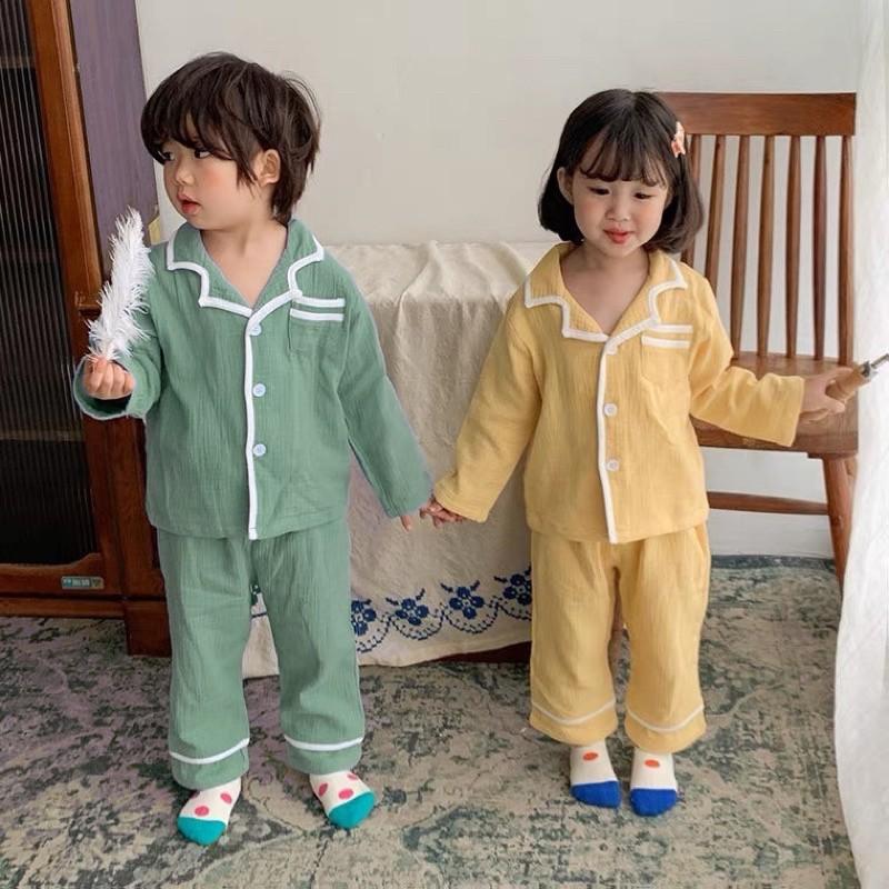 Bộ Pijama dài tay chất đũi mịn cho mẹ và bé trai bé gái siêu xinh size 10-65kg PAPAKIDS