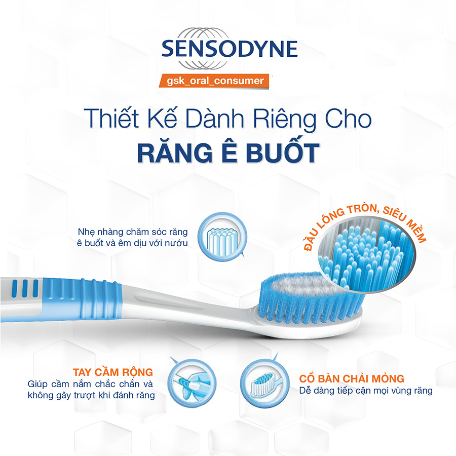 Bộ 2 bàn chải cho răng ê buốt Sensodyne Sensitive Ex Soft đầu lông tròn siêu mềm (Màu Ngẫu Nhiên)