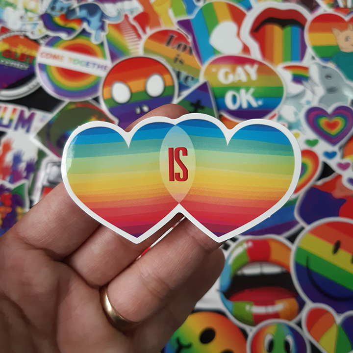 Bộ Sticker dán cao cấp chủ đề CẦU VỒNG LGBT - Dùng dán Xe, dán mũ bảo hiểm, dán Laptop, dán đàn