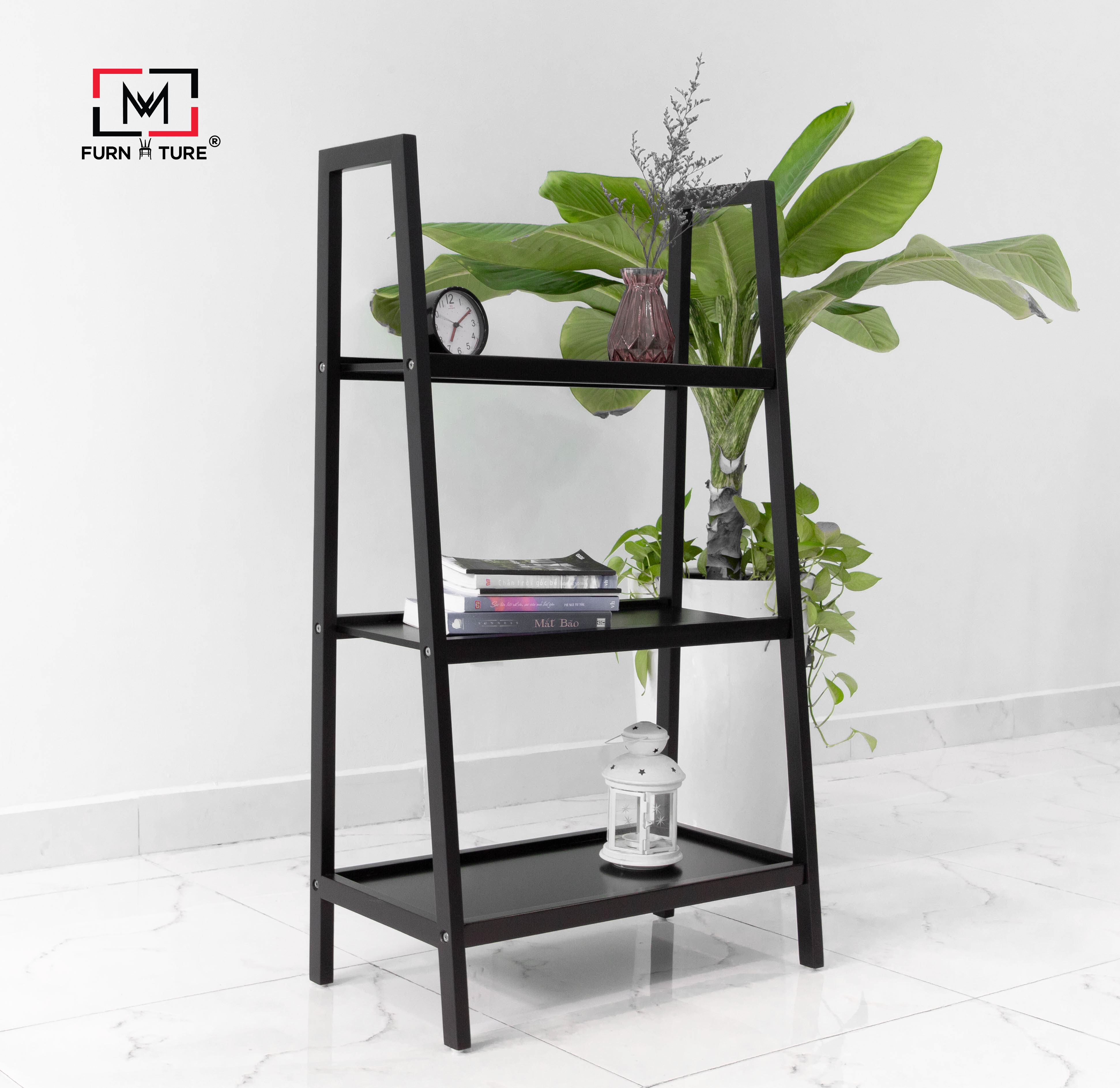 KỆ SÁCH 3 TẦNG MÀU ĐEN  SIZE L - A BOOK SHELF 3F BLACK  SIZE L