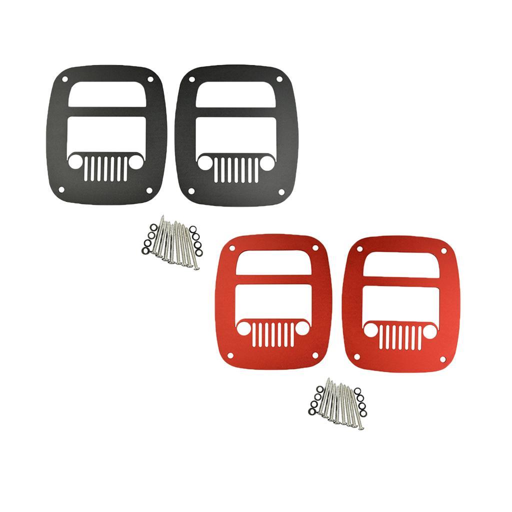 2 Pieces Flat Tail Light Lamp Cover Protector Guard For Jeep Wrangler Red