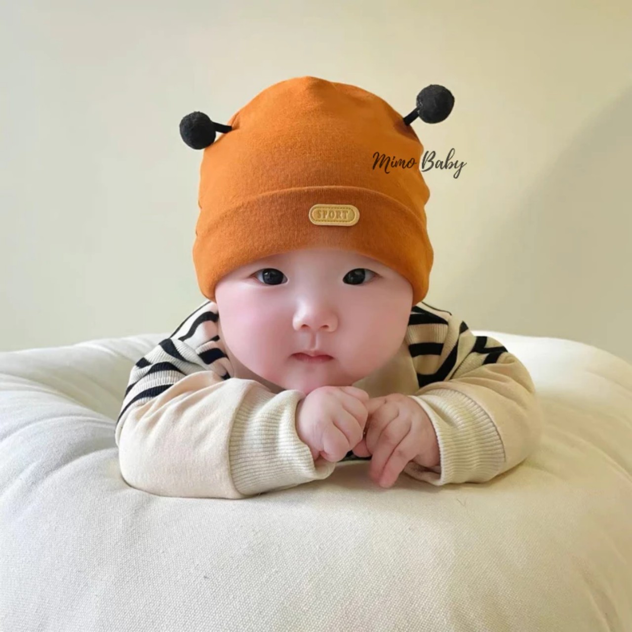 Mũ cotton cho bé sơ sinh hình con ong , mũ che thóp cho bé từ 0-6 tháng tuổi
