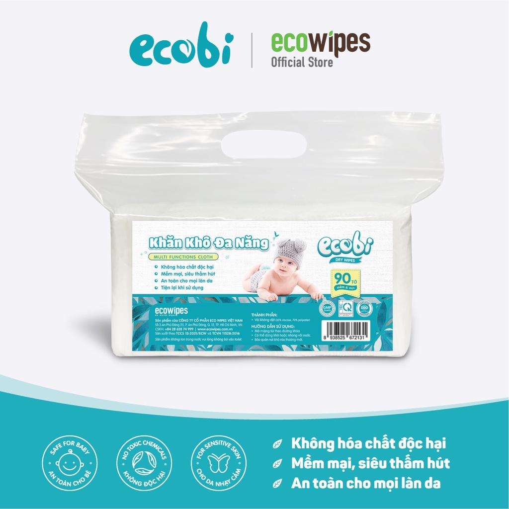 Combo 05 túi khăn khô đa năng cho bé Ecobi túi 90 tờ dùng thay khăn sữa an toàn cho trẻ sơ sinh
