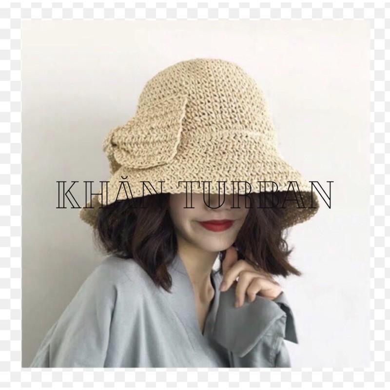 Mũ cói nơ thời trang nơ du lịch biển - Khăn turban