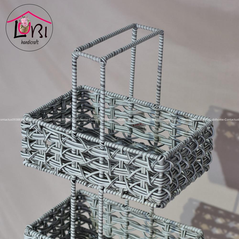 Lubihandicraft - Kệ đựng đồ đan dây nhựa cao cấp 4 tầng - tiện lợi, bền đẹp