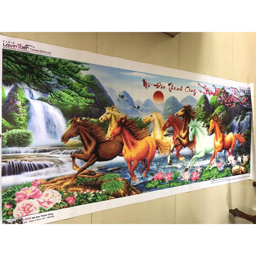 Tranh Đính Đá MÃ ĐÁO THÀNH CÔNG . Kích Thước: 1m2 x 54cm - 1m6 x 70cm - 2m x 85cm
