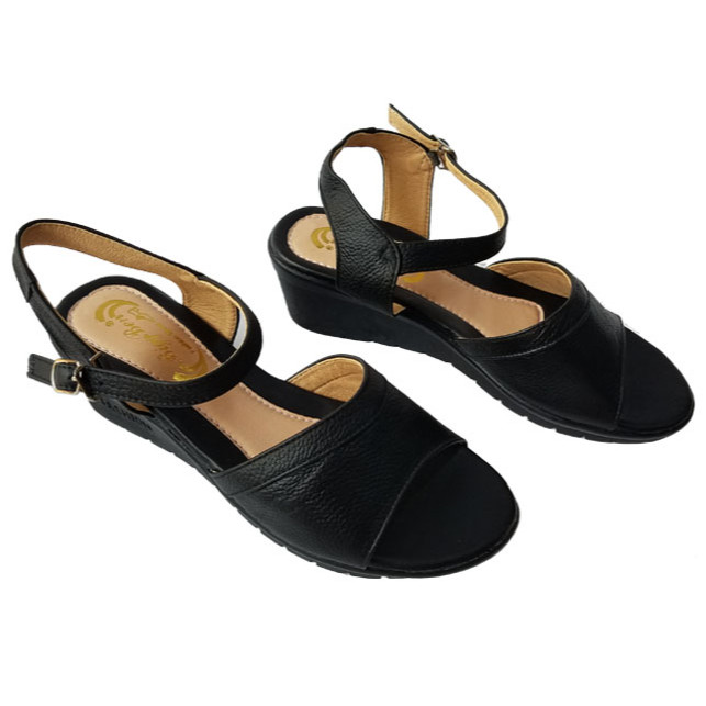 Giày sandal đế xuồng nữ da bò thật cao 5 phân HKT50