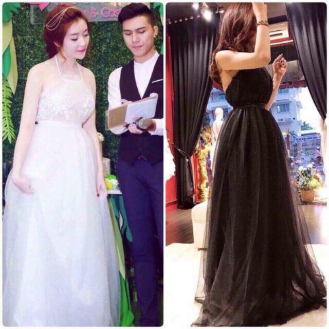 Đầm yếm ren lưới cô dâu
