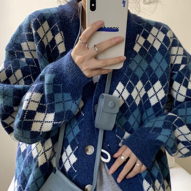 Áo khoác len nữ Cardigan ulzzang cổ chữ v hàn quốc dáng rộng - 031