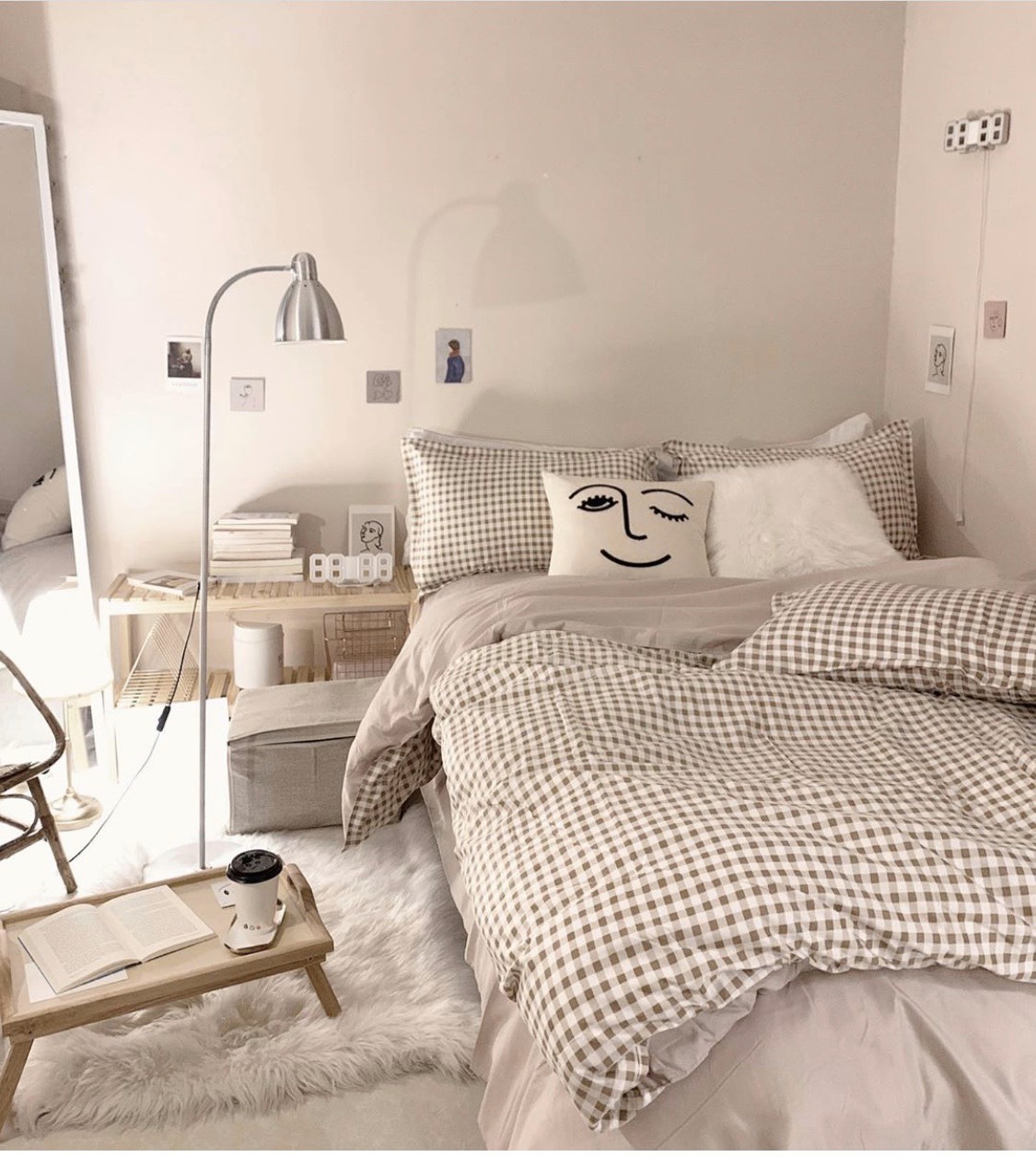 Bộ chăn ga gối cotton LIDACO PL1 - Caro Nâu - TẶNG VỎ GỐI ÔM