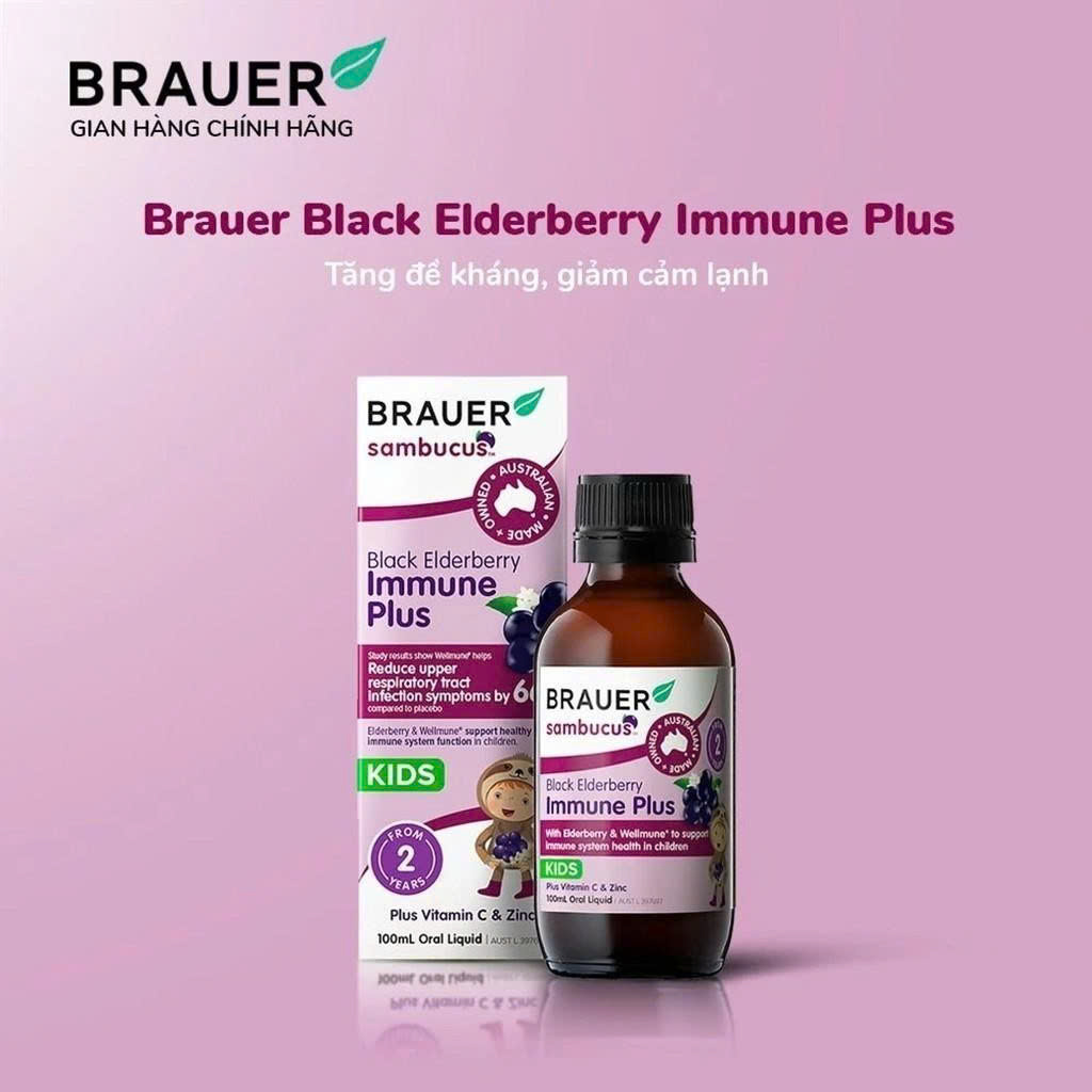 Siro Brauer hỗ trợ tăng sức để kháng cho bé BLACK ELDERBERRY IMMUNE PLUS 100ml