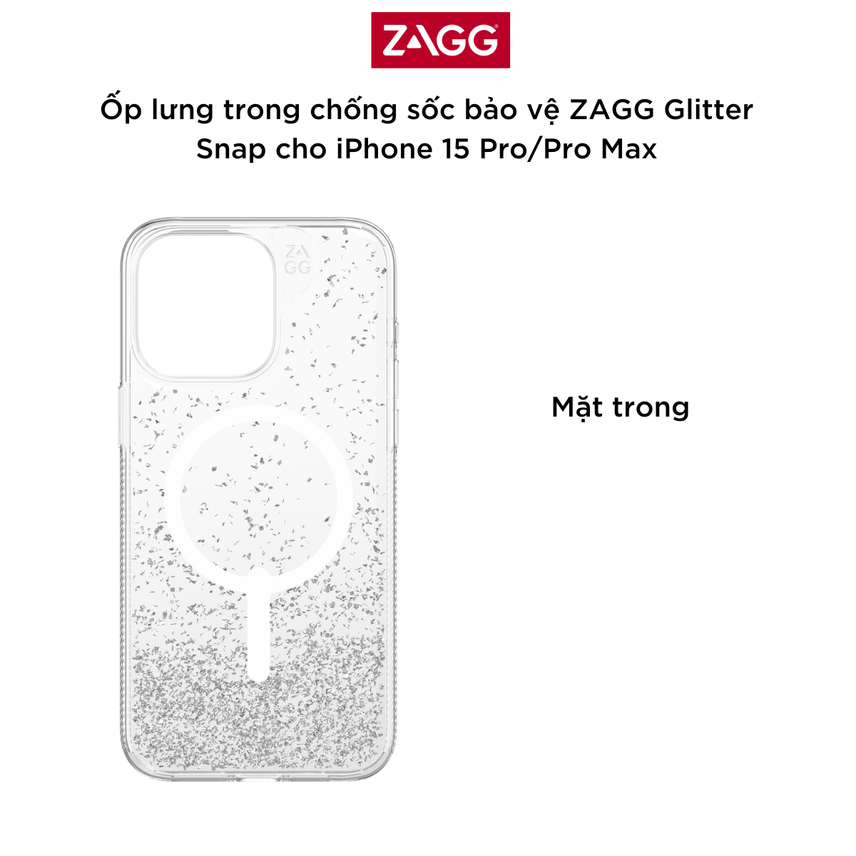 Ốp lưng trong chống sốc bảo vệ ZAGG Glitter Snap cho iPhone 15 Pro/Pro Max - bảo hành 1 năm - Hàng Chính Hãng