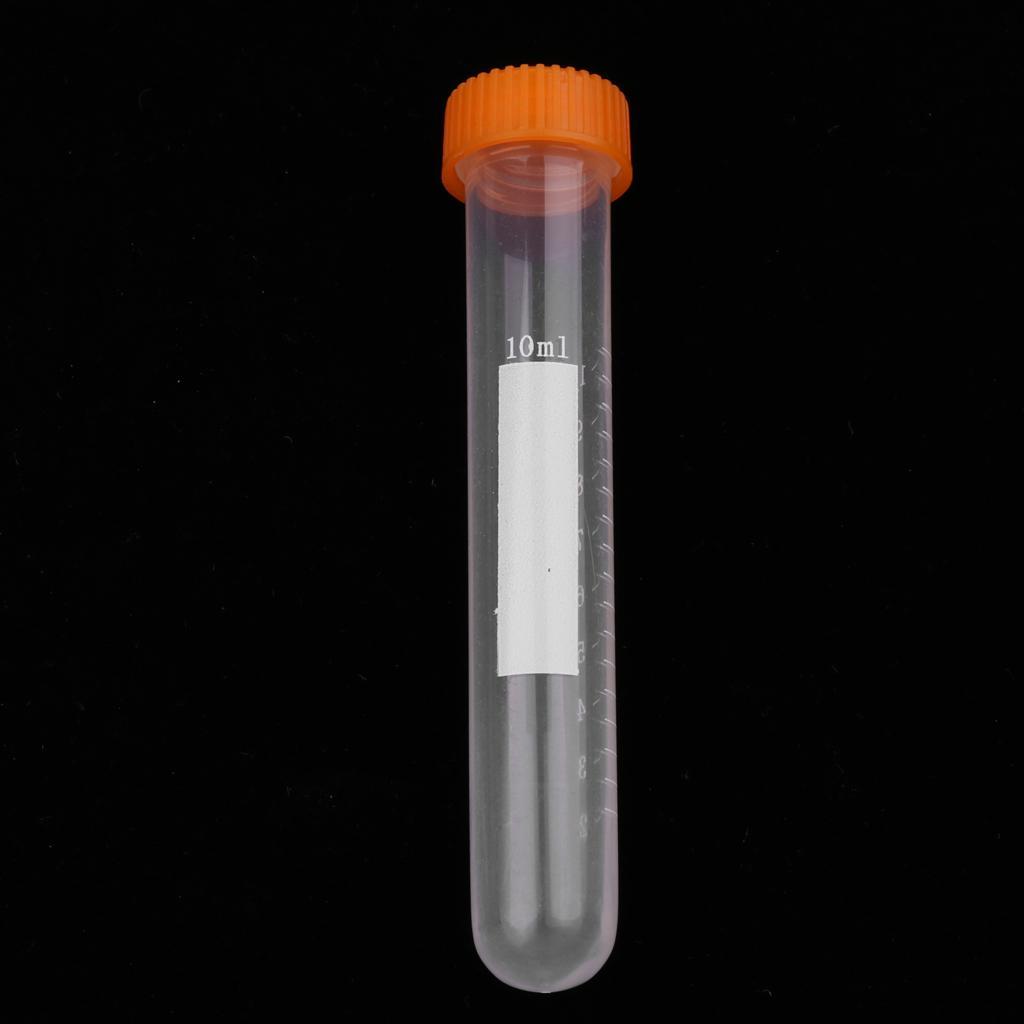 20Pcs Plastic Graduated Cylinder Centrifuge Tube Laboratory Test w/ Lid 10ml