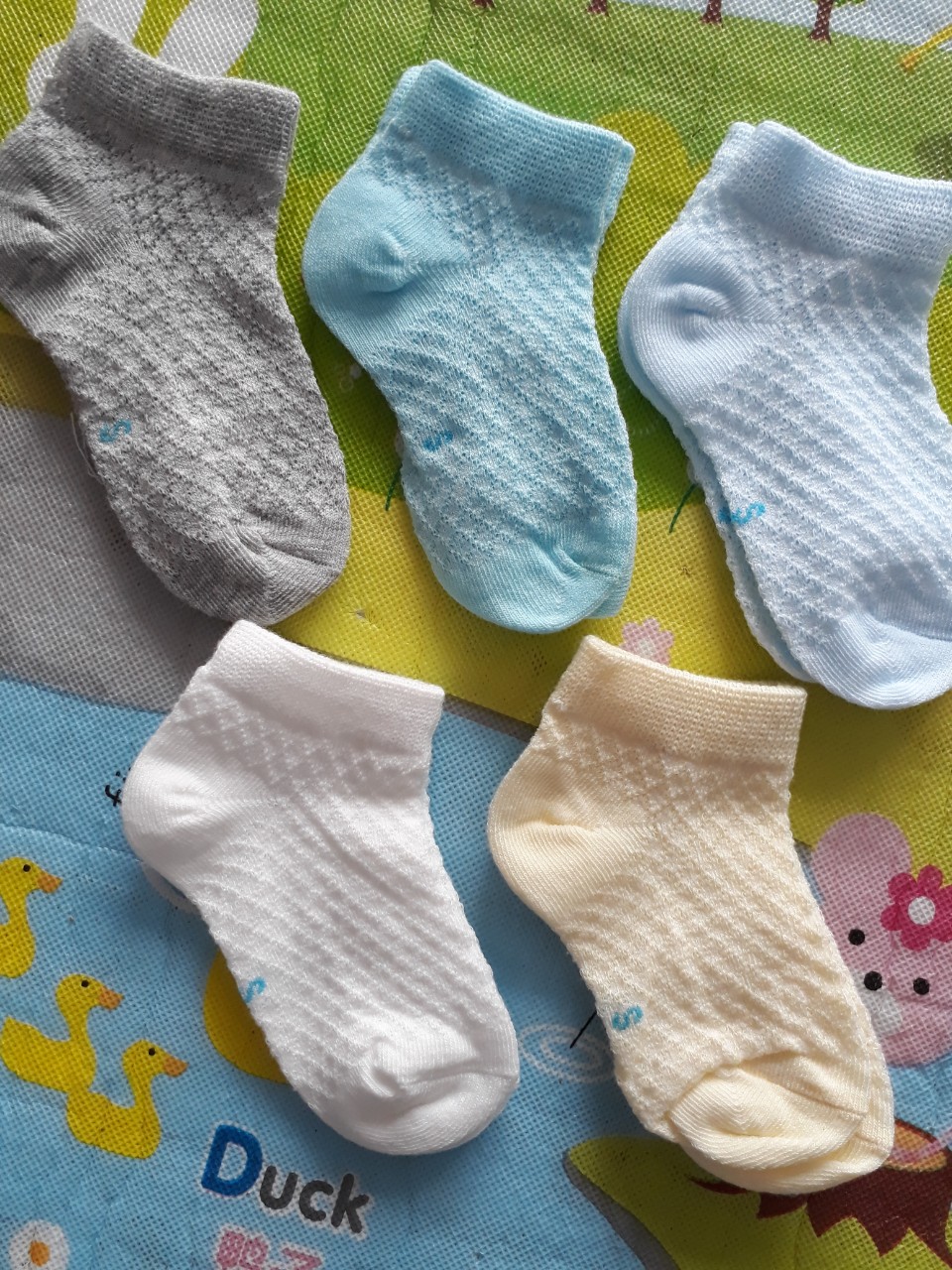 Tất Lưới Em Bé, Set 5 Tất Lưới Co Dãn Không Xù Lông Size S