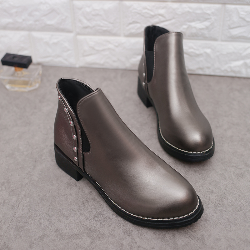 Boots da nữ thời trang mùa đông cổ ngắn đế vuông 4 phân cao cấp YF1016