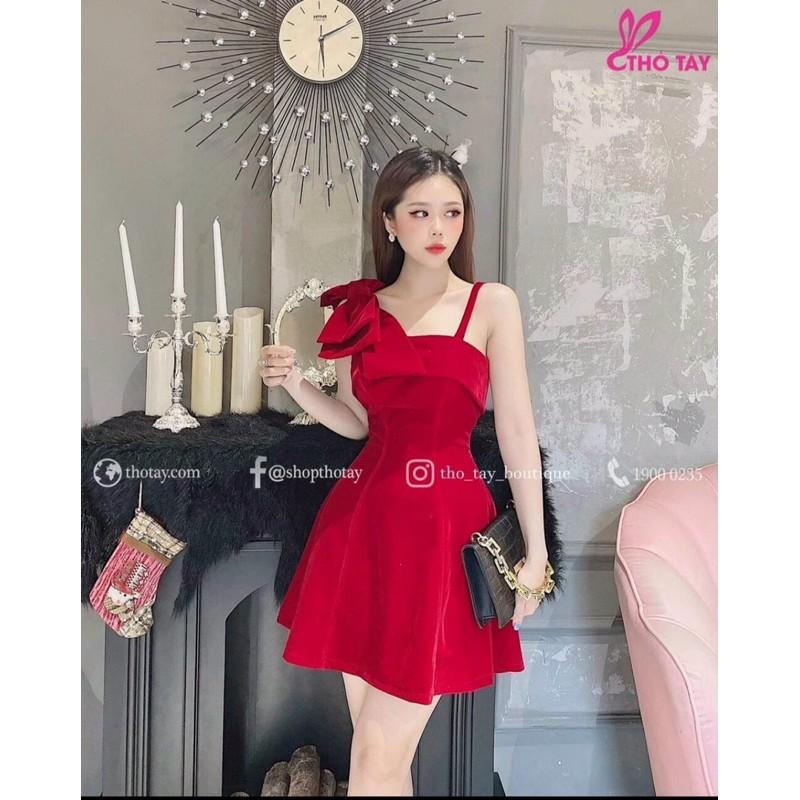 Đầm umi xoè kết nơ 1 bên vai điệu đà quyến rũ kèm video hình thật