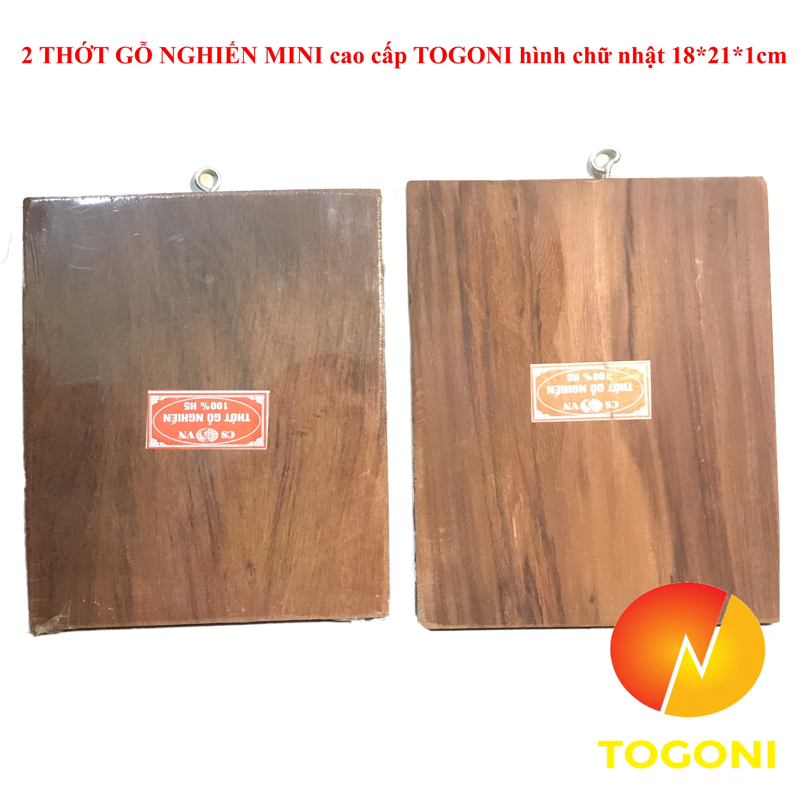 Combo 2 THỚT GỖ NGHIẾN MINI cao cấp TOGONI hình chữ nhật 18*21*1cm - THỚT THÁI