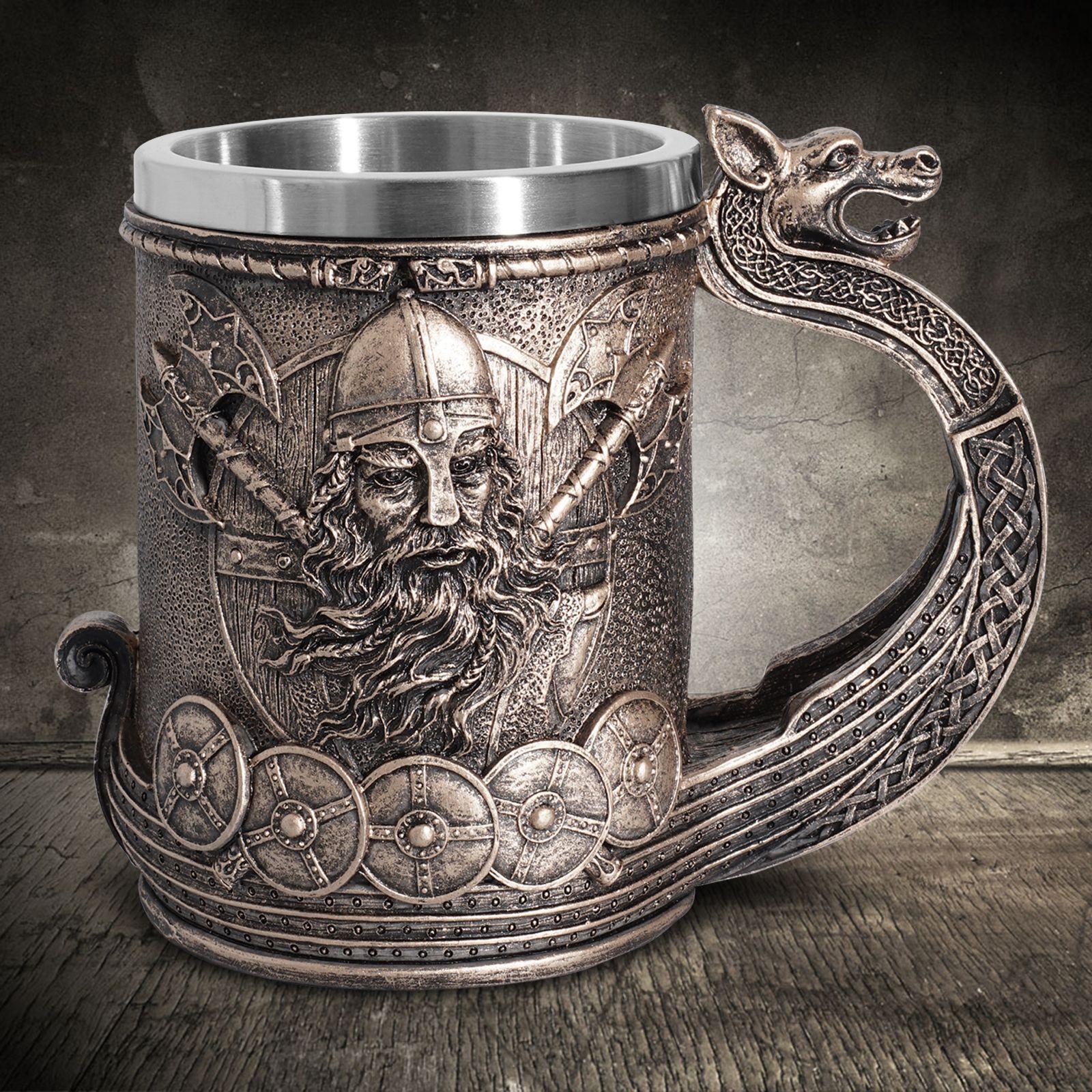 Cốc bia Viking Viking sáng tạo Cốc nước lớn Cốc thép không gỉ