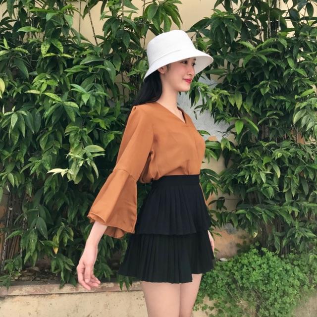 Áo sơ mi nữ form rộng tay lở vải voan nhiều màu