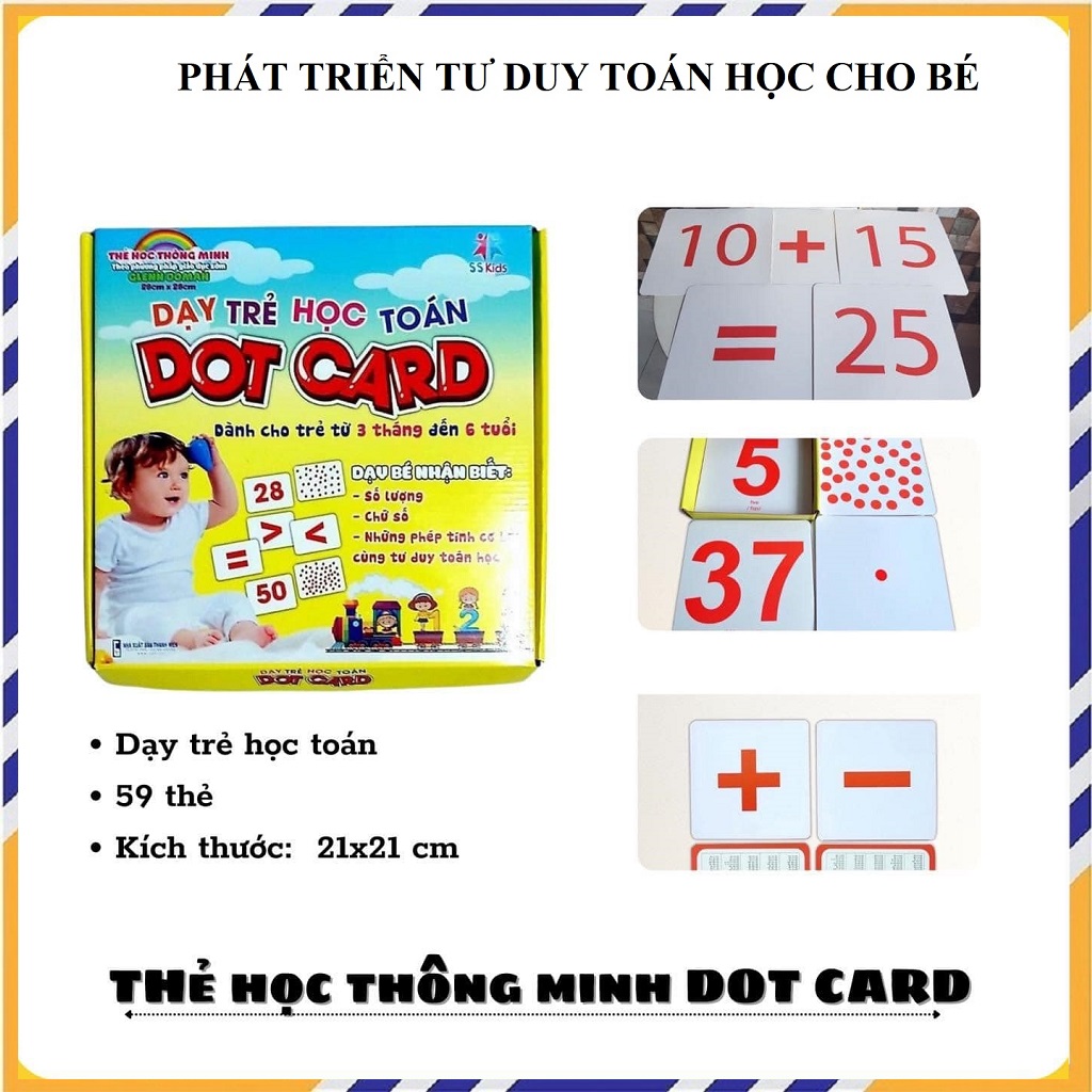 Thẻ Học Thông Minh Cho Bé, Flashcard Dot Card Khổ Lớn 21x21cm, Đồ Chơi Giáo Dục Sớm Cho Bé