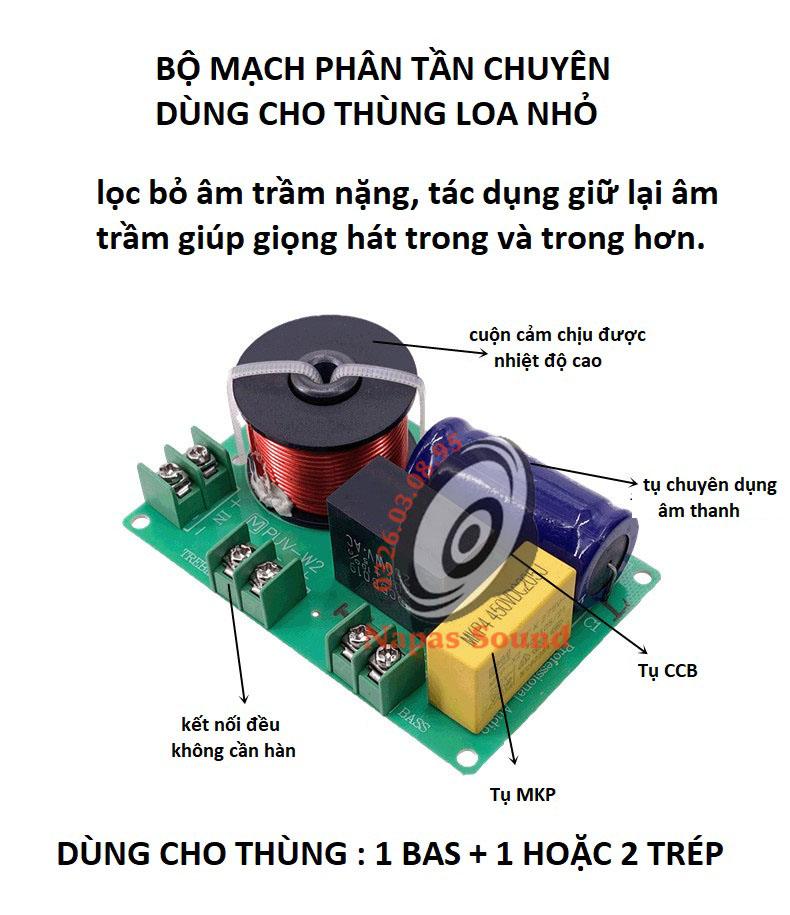 MẠCH PHÂN TẦN 2 LOA W2 GIÚP GIẢM ÂM TRẦM - DÙNG CHO THÙNG LOA NHỎ NGHE NHẠC GIA ĐÌNH