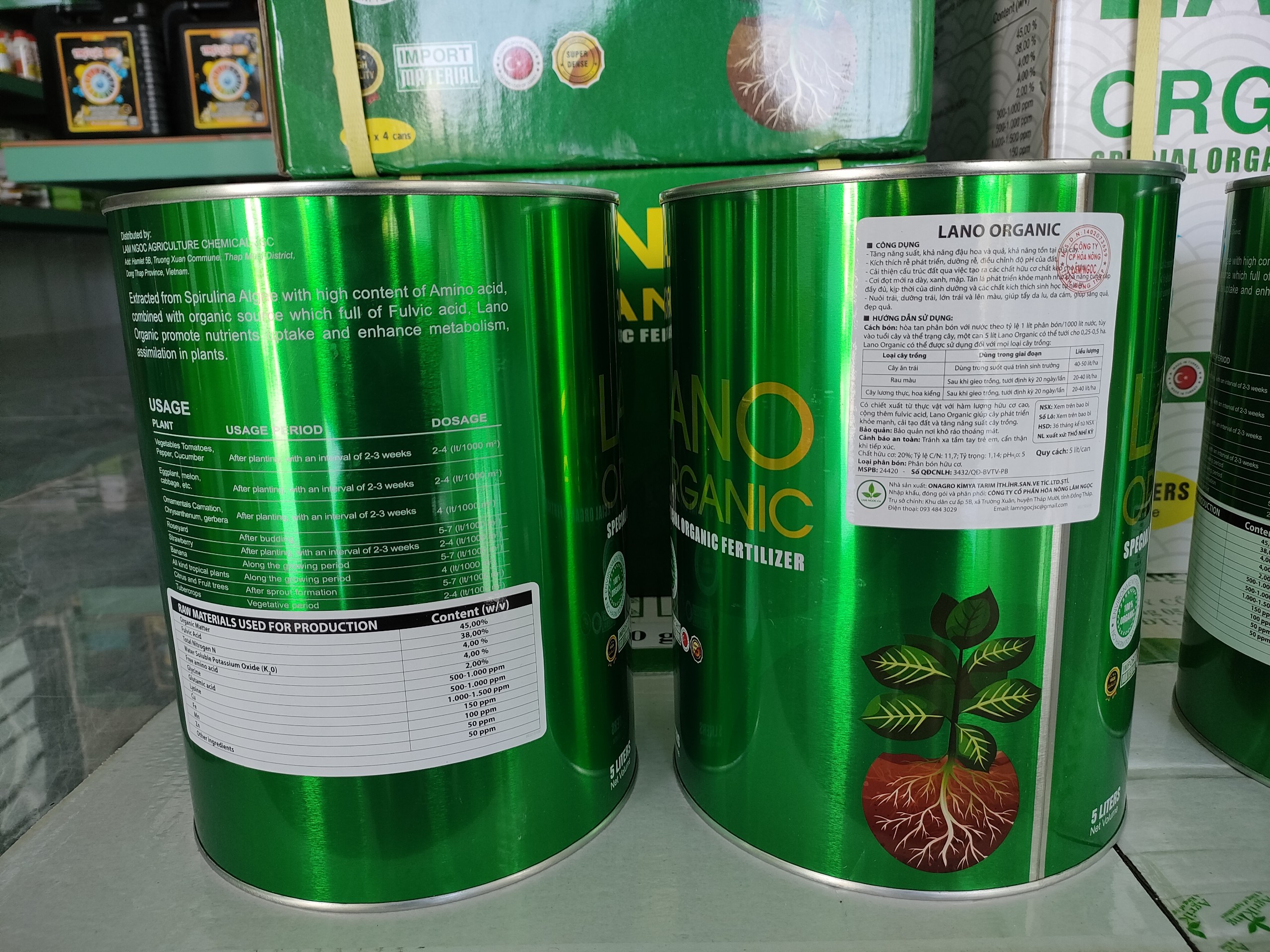 Phân Bón Hữu Cơ Cao Cấp LANO ORGANIC - VTNN NÔNG PHÚ T86 (can 5 lít)