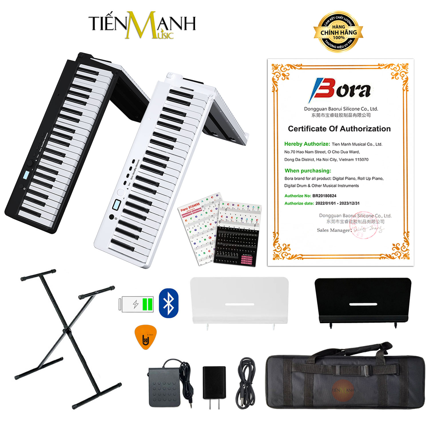 [Tặng Dán Nốt] Đàn Piano Điện Gấp Gọn Bora BX20 - Đàn, Chân, Bao, Nguồn 88 Phím Cảm Ứng Lực Có Loa BX-20 Hàng Chính Hãng - Kèm Móng Gẩy DreamMaker