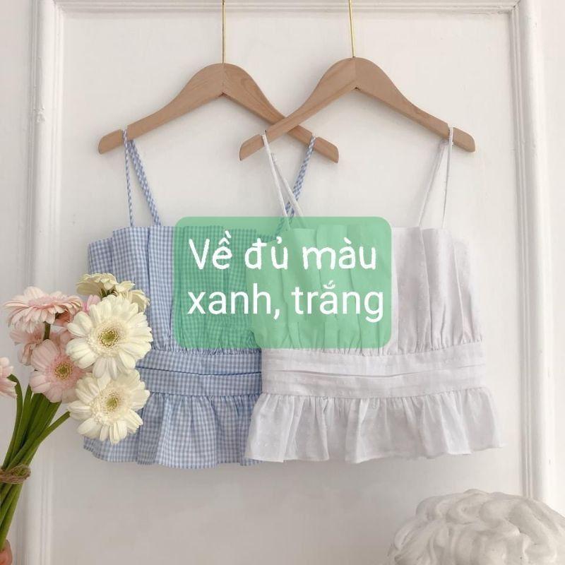 Áo 2 dây bèo nhún cúp ngực