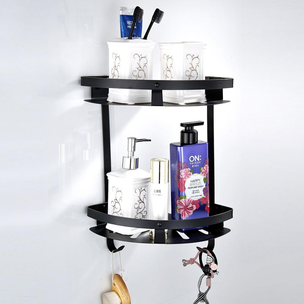 Two Tier Shower Caddy Shelf Bathroom Wall Rack Storage Organizer Holder