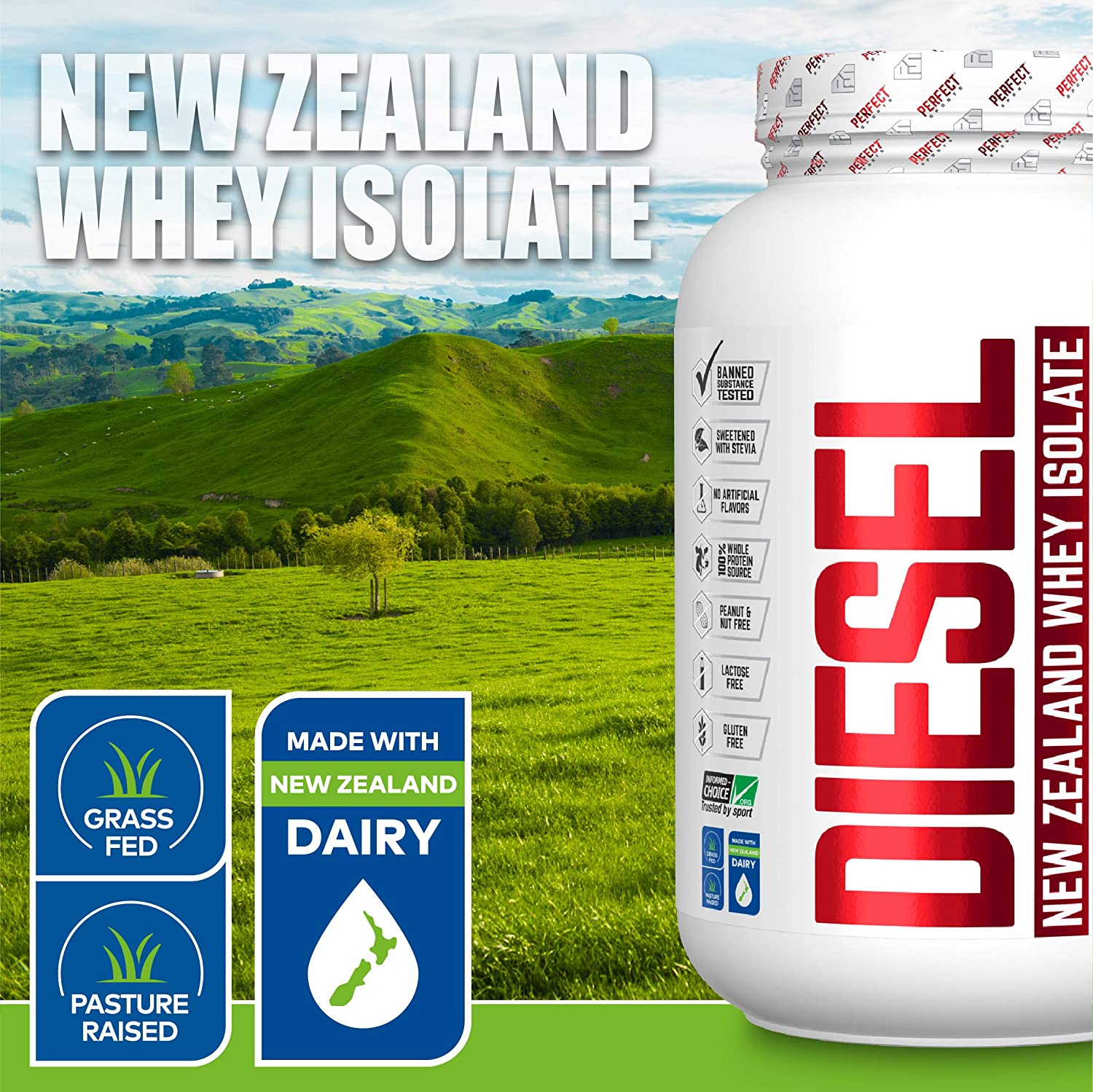 Diesel New Zealand Whey Protein Isolate 5Lbs - Sữa tăng cơ hỗ trợ giảm mỡ