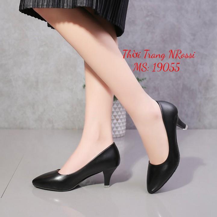 Giày cao gót đen bóng gót nhọn 5cm BIG SIZE 40 41 42 43