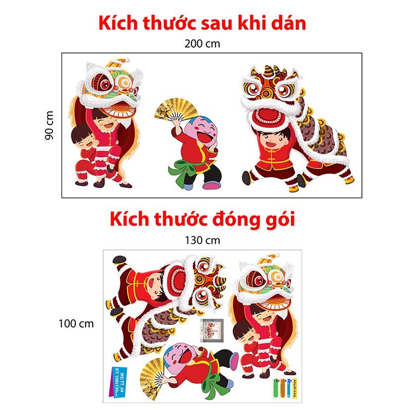 DECAL TRANG TRÍ TRUNG THU SỐ 4 BÉ MÚA LÂN CÙNG ÔNG ĐỊA