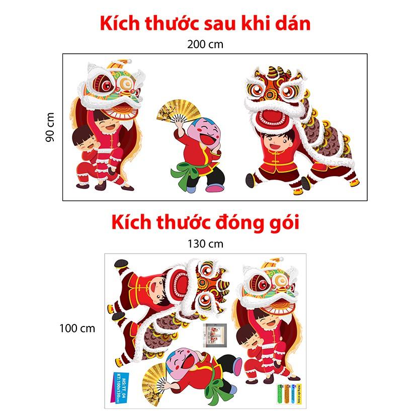 Decal trang trí trung thu 2020 combo lân sư đón Trung Thu