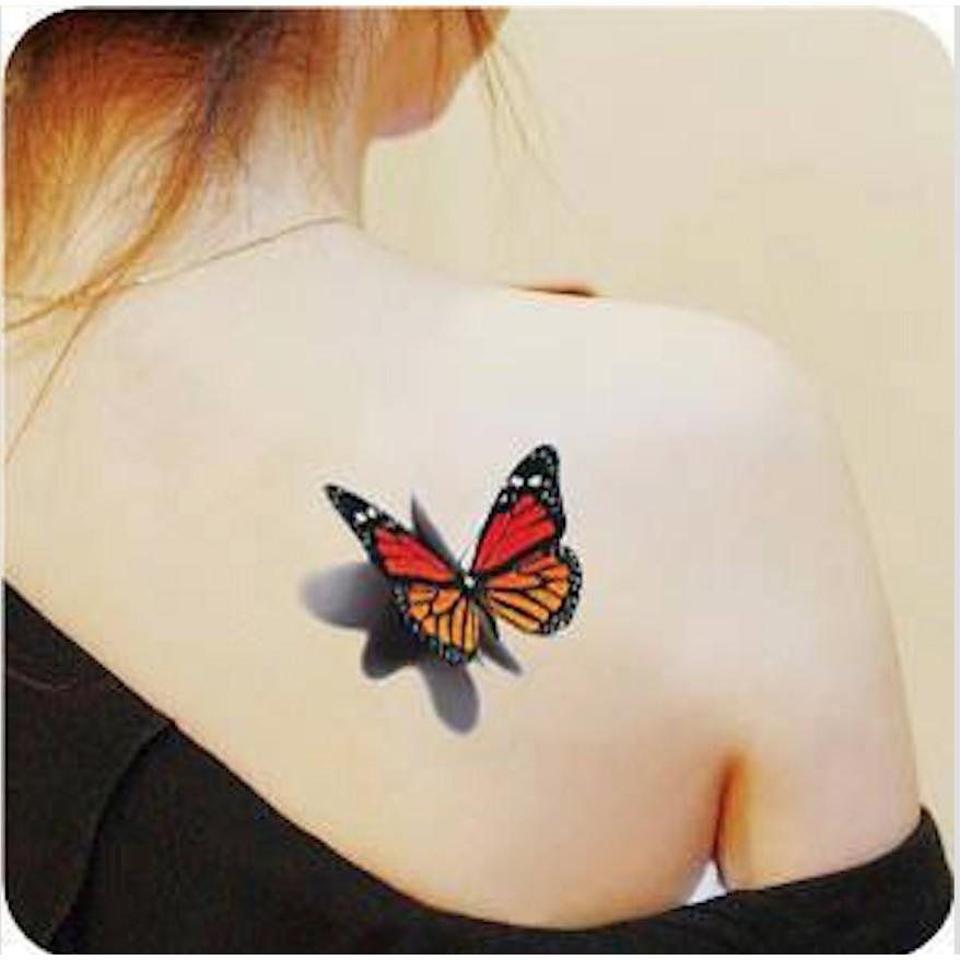 Hình xăm dán bướm xuân tattoo mini 10x6cm