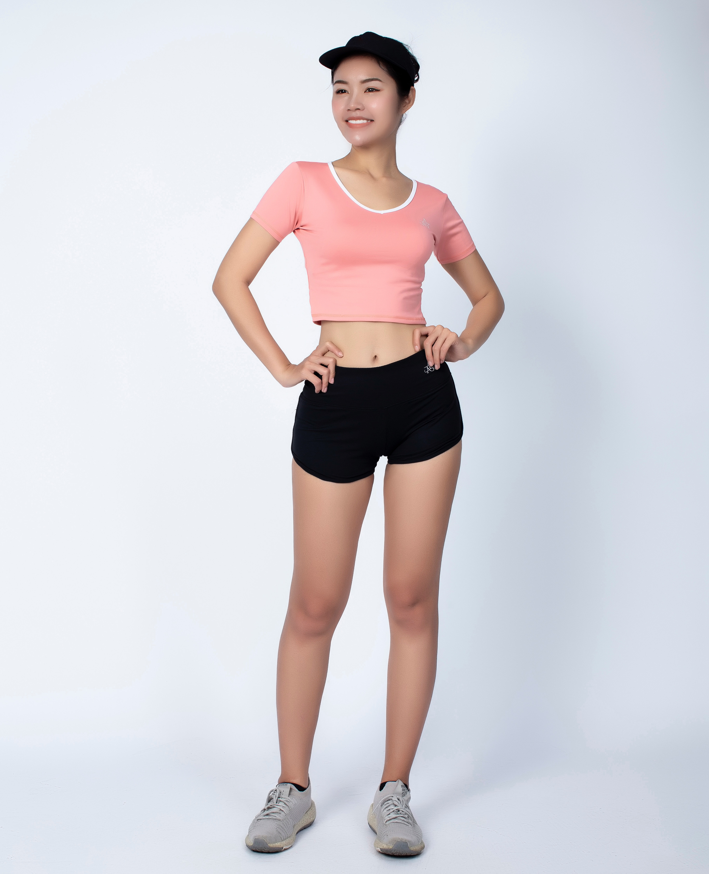 Áo tập thể thao Croptop nữ tay ngắn phối viền cổ màu Cam