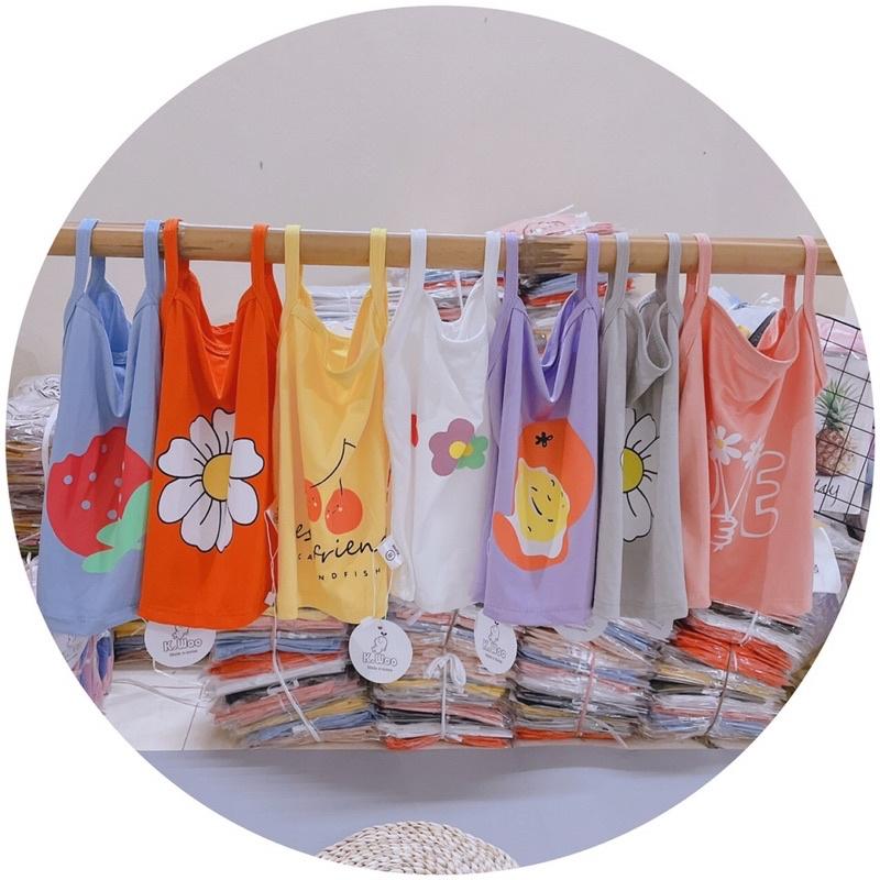 Áo dây thun lạnh in hinh hoa quả cho bé gái 6-18kg