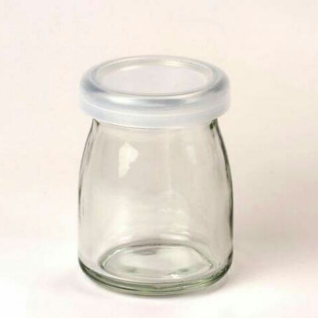 Combo 12 hũ thủy tinh đựng sữa chua 100ml mẫu trụ tròn vát eo - nắp nhựa - không hoạ tiết hoặc hoạ tiết ngẫu nhiên