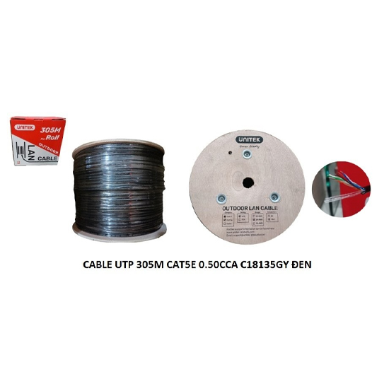 Thùng cáp mạng UNITEK CAT 5E/ CAT6 UTP (305m - Dây Cáp Đen) - Hàng Chính Hãng