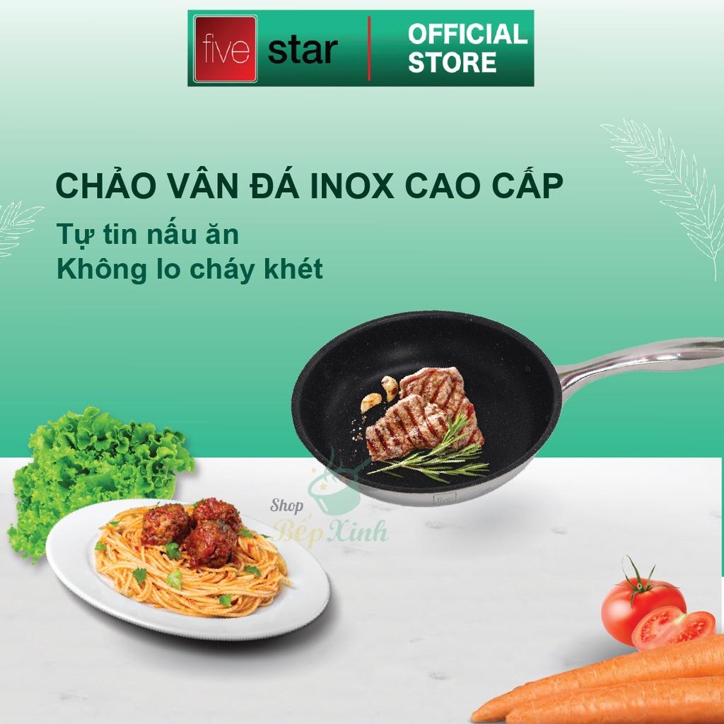 Chảo chống dính bếp từ vân đá inox 304 cao cấp FiveStar Plus 3 lớp đáy liền ( 22cm/24cm/26cm/28cm/30cm/32cm )