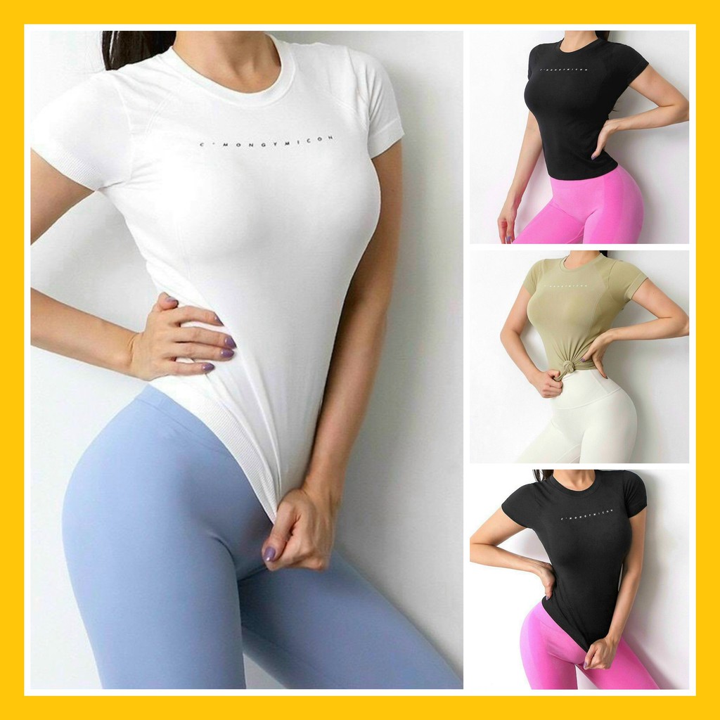 ÁO TẬP GYM YOGA NỮ - ÁO CỘC TAY C’MON