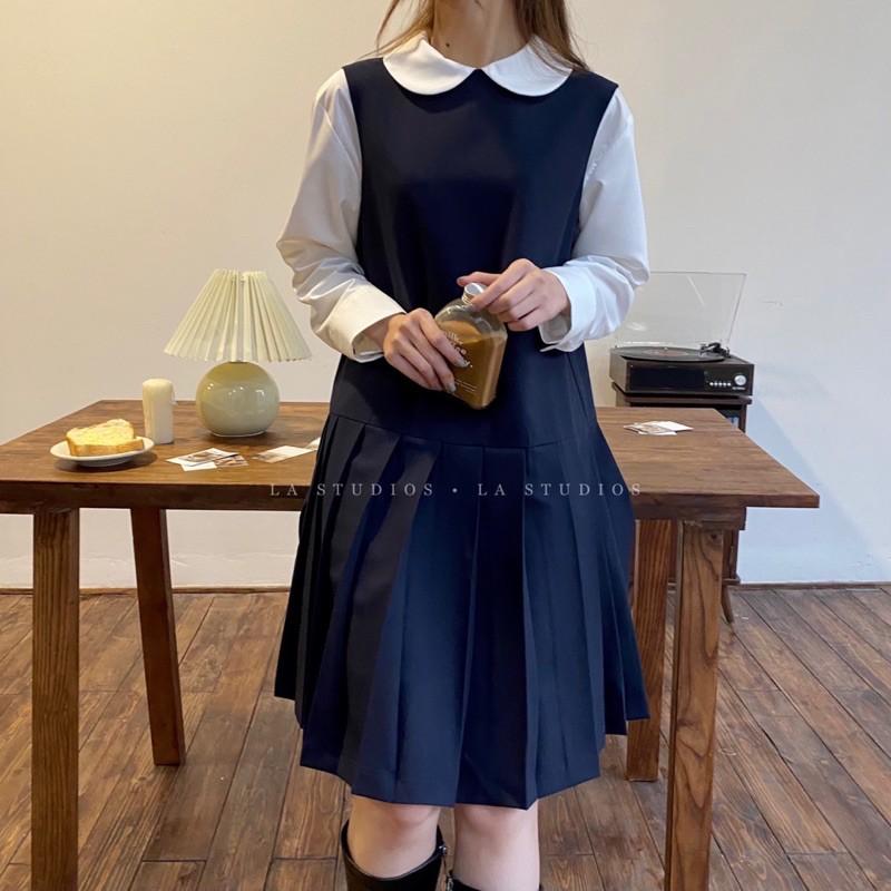 Váy không tay xếp ly Hàn Quốc